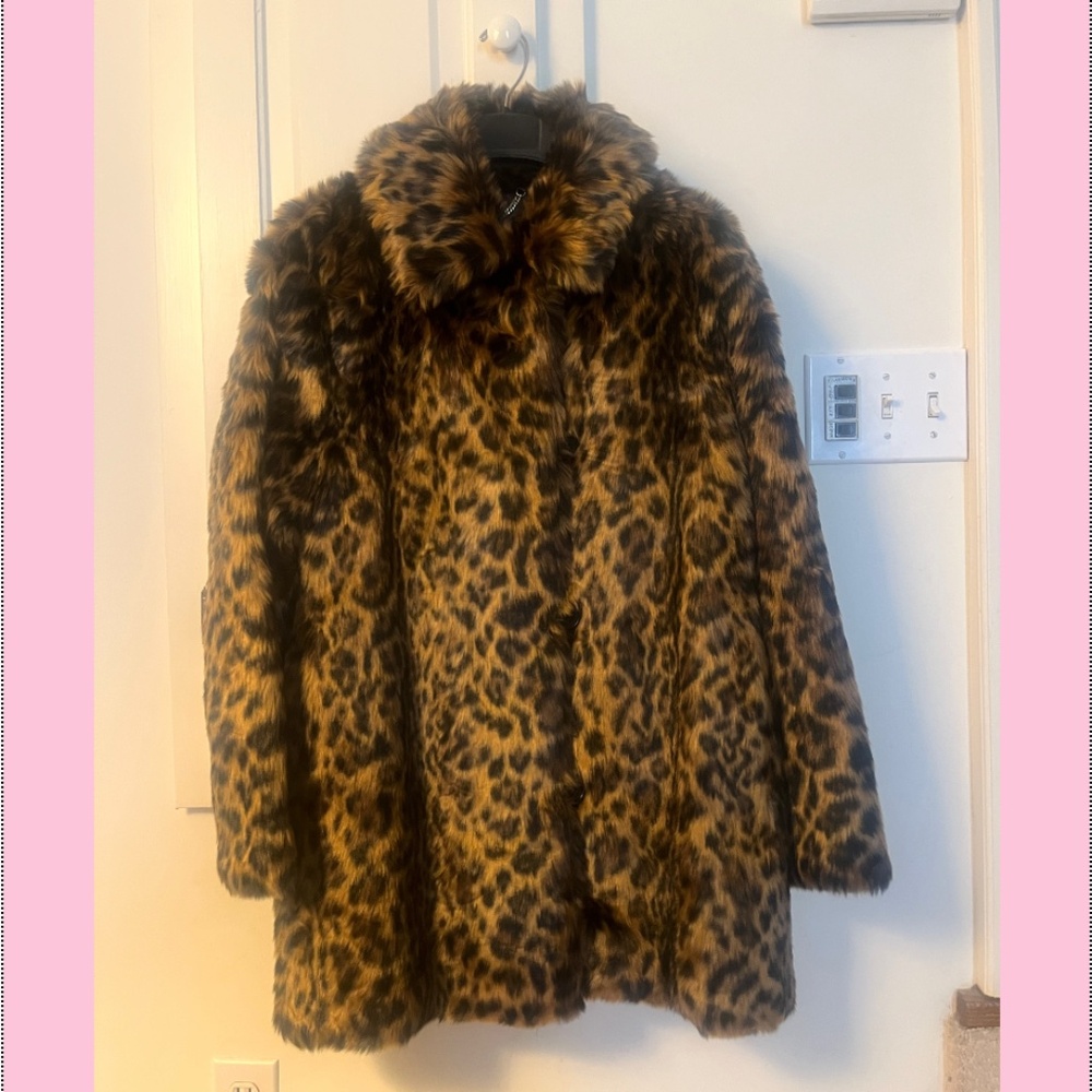 NWT J  CREW Faux Fur Leopard Coat, Color: Leopard Print, Size: M